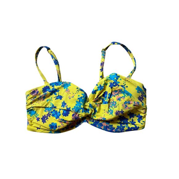 H&M Yellow Floral Print Bikini Top Size 36D - Picture 1 of 5